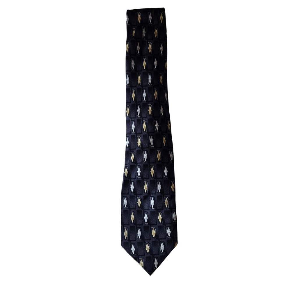 Puritan Silk Necktie Men's Stain Resistant Geometric Diamond Pattern
